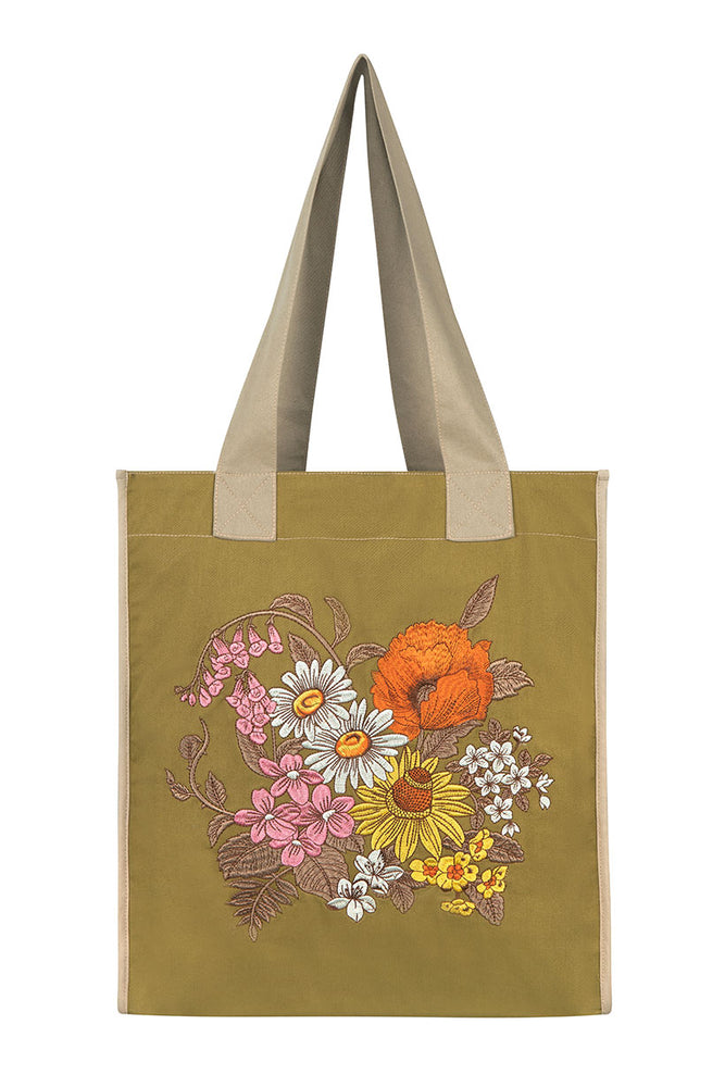 Foxglove Embroidered Tote Bag